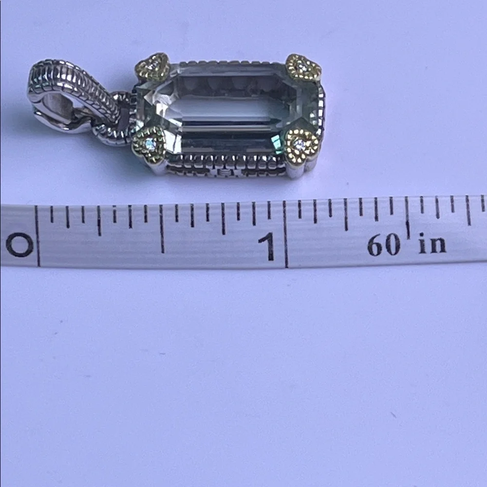 Judith Ripka JR TWO sterling silver and 18k gold and canary crystal pendant - Picture 13 of 14
